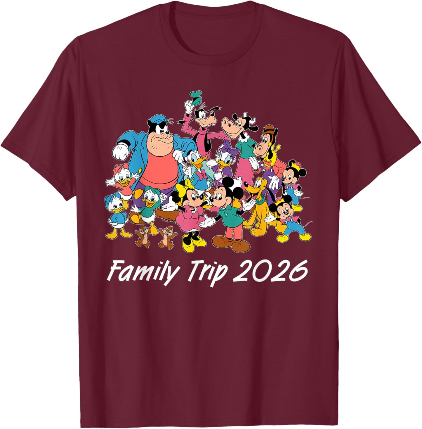 Disney Classic Characters Family Trip 2026 Matching Vacation T-Shirt - T-Shirt | Maroon