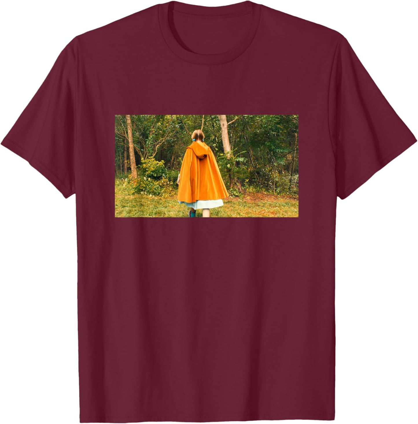 Stranger Things Holly Wheeler Orange Cape Into The Forest T-Shirt - T-Shirt | Maroon