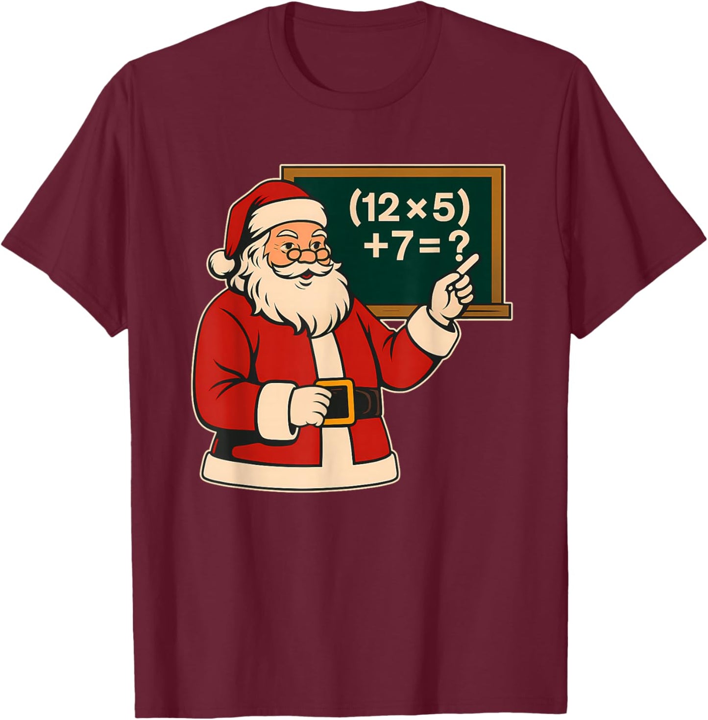 67 Teacher Christmas Santa Six Seven Meme Brainrot Math Joke T-Shirt - T-Shirt | Maroon