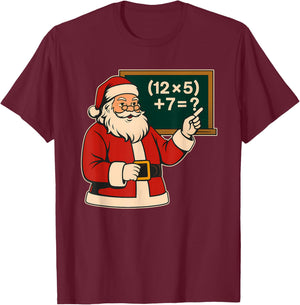 67 Teacher Christmas Santa Six Seven Meme Brainrot Math Joke T-Shirt - T-Shirt | Maroon