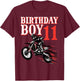 Birthday Boy 11 Motorcycle 11th Bday Biker Rider Boys Kids T-Shirt - T-Shirt | Maroon