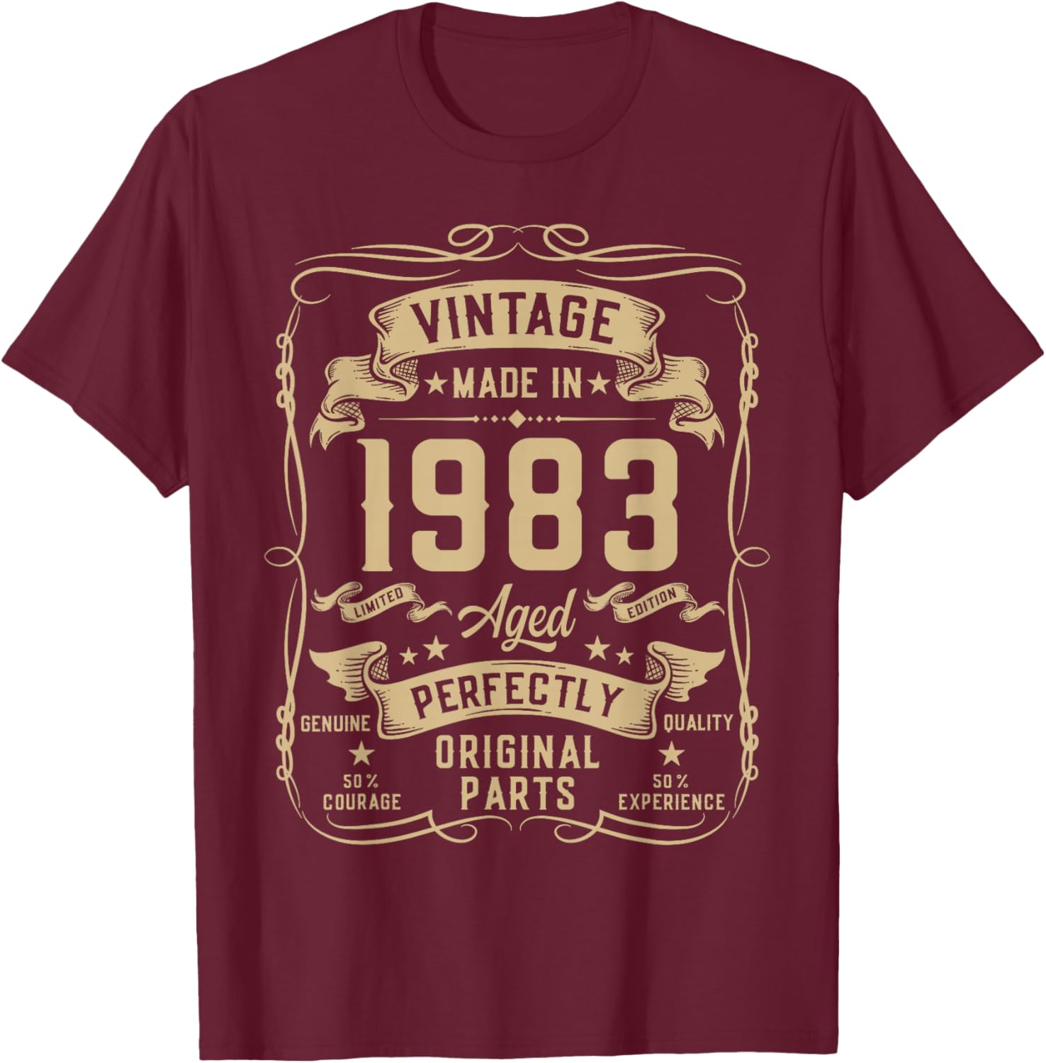 Vintage 1983 43yr 43rd Birthday Gifts 43 Years Old T-Shirt - T-Shirt | Maroon