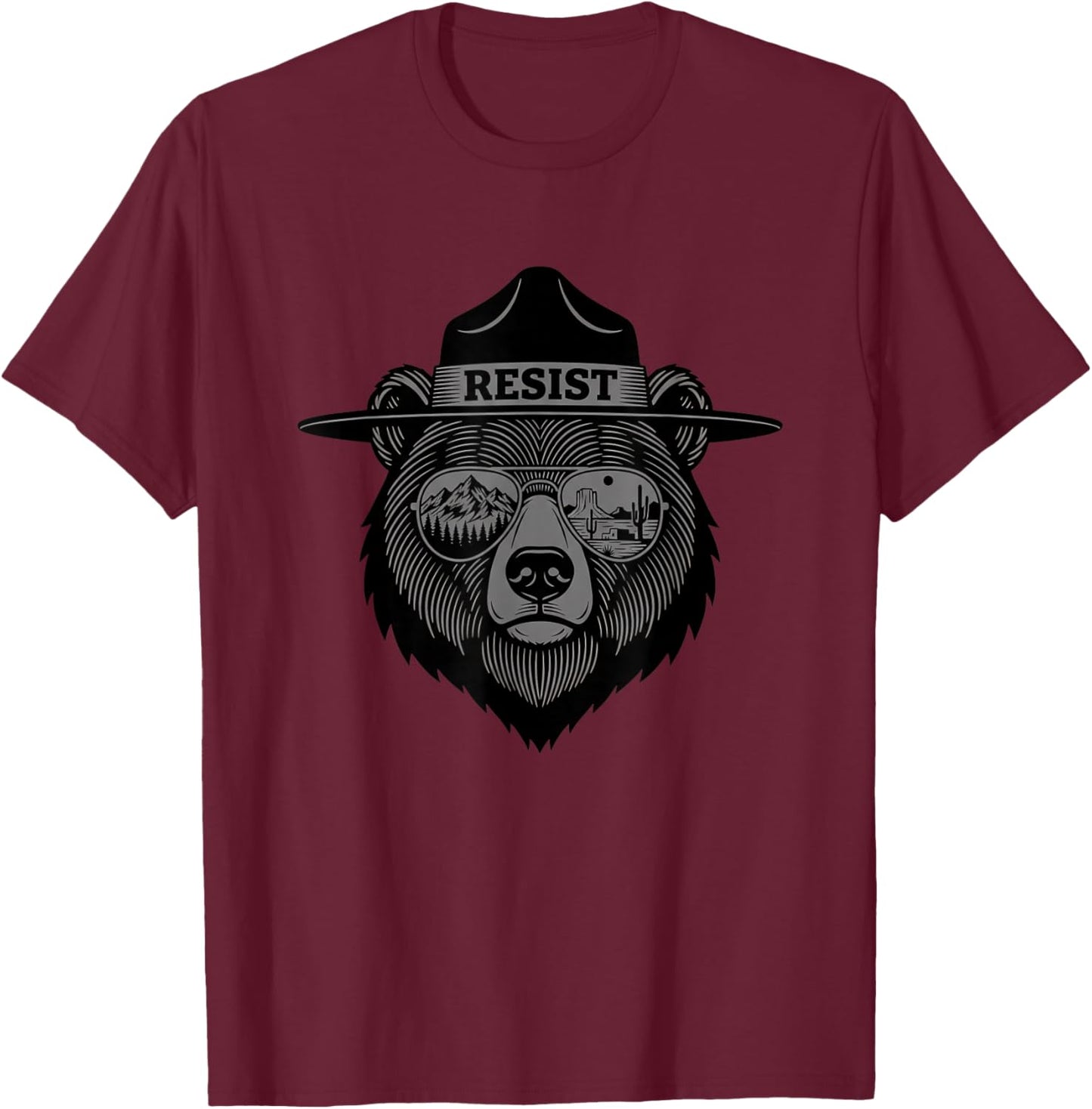 Resist Ranger Hat Sunglasses Nature Outdoors T-Shirt - T-Shirt | Maroon