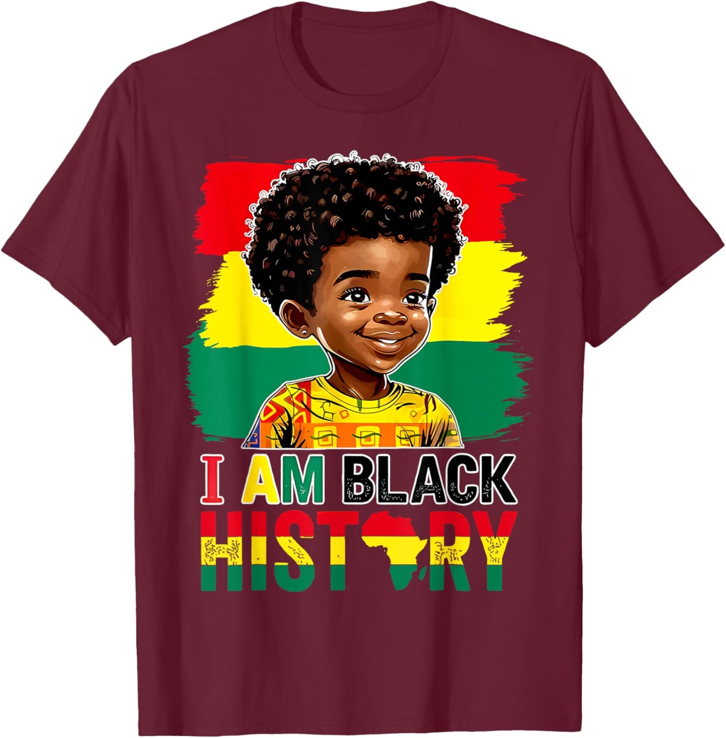 I Am Black History Boys Men Patriotic African American T-Shirt - T-Shirt | Maroon