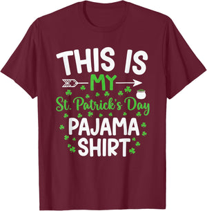 This is My St Patrick's Day Pajama Boys Girls Kids Shamrock T-Shirt - T-Shirt | Maroon