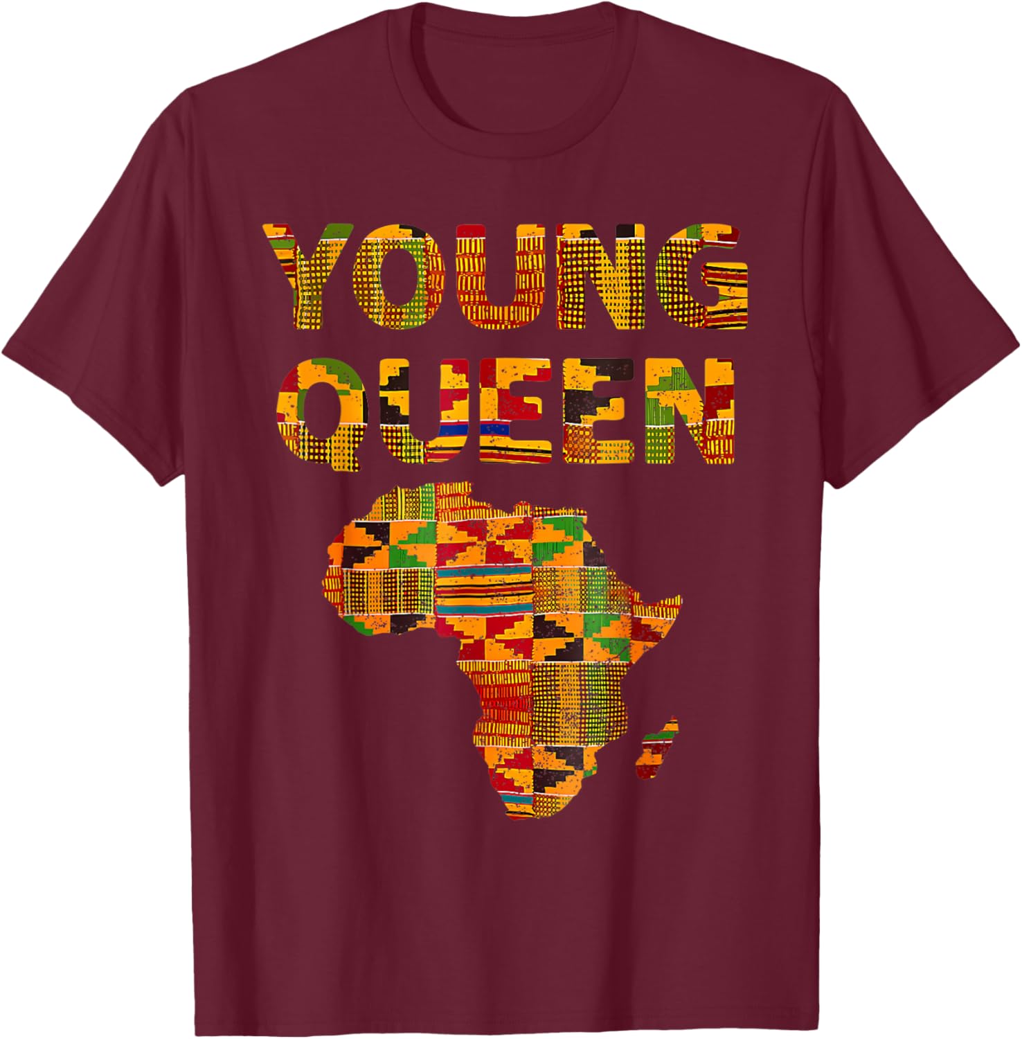 Cool Kente Cloth Art Kids Girls African Print African Queen T-Shirt - T-Shirt | Maroon