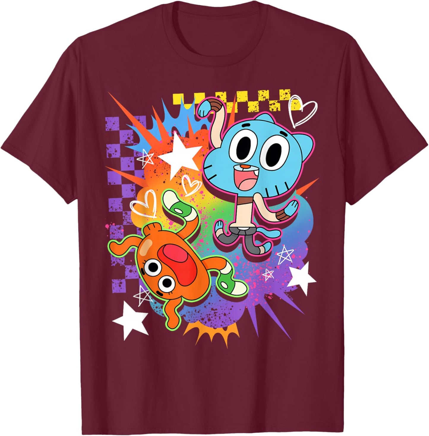 The Amazing World of Gumball Darwin and Gumball Watterson T-Shirt - T-Shirt | Maroon