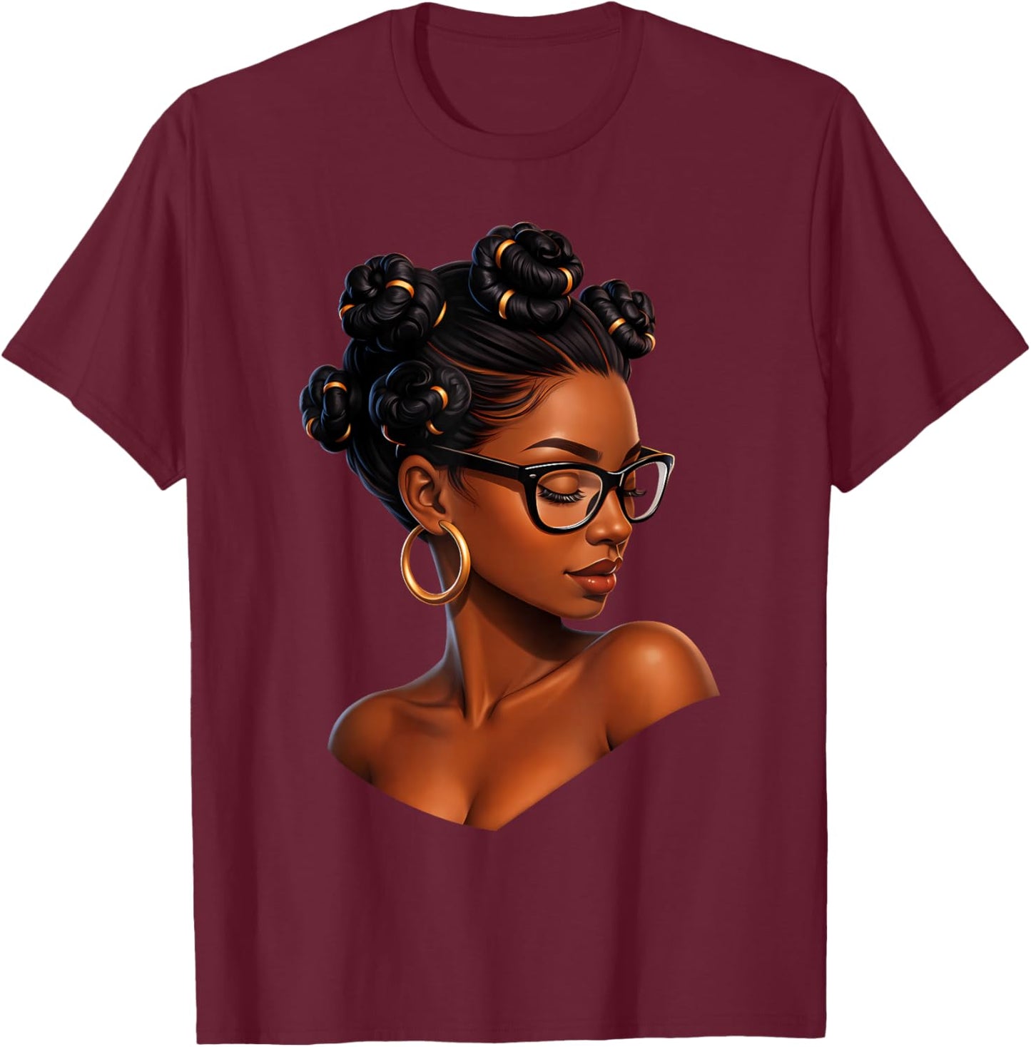 Melanin Afro Woman African American Black History Month T-Shirt - T-Shirt | Maroon