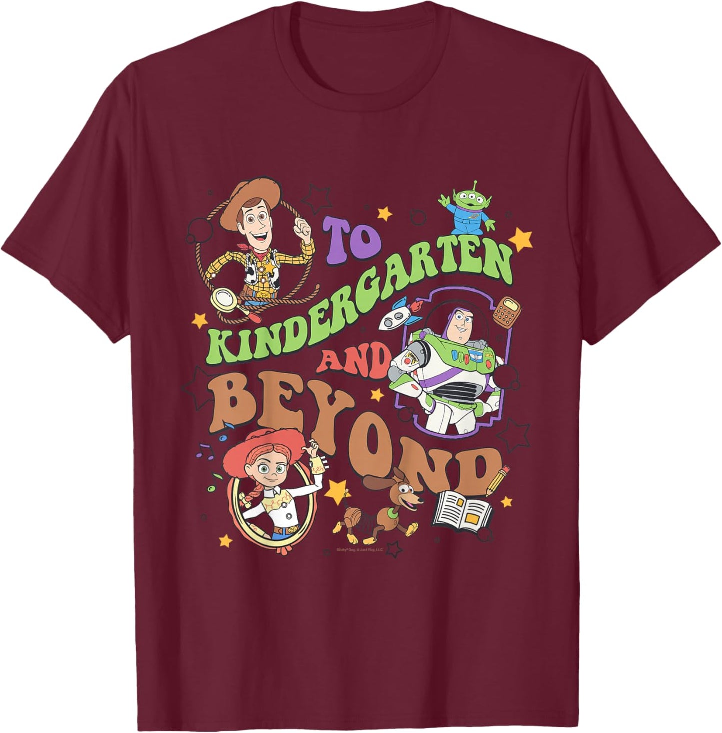 Disney Pixar Toy Story to Kindergarten and Beyond Retro Text T-Shirt - T-Shirt | Maroon
