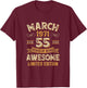 Awesome Vintage March 1971 55Th Birthday T-Shirt - T-Shirt | Maroon