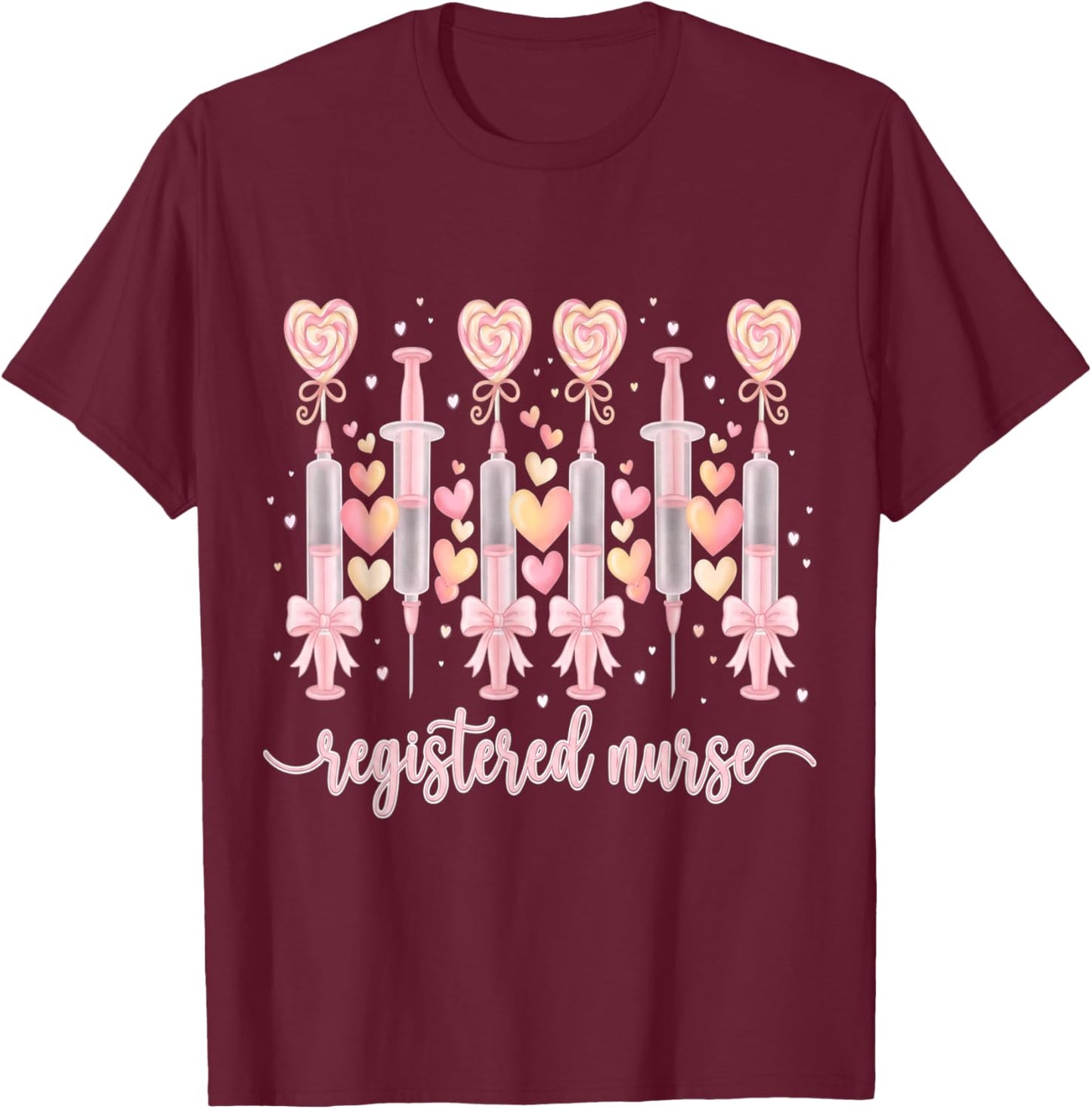 Healthcare Heart Registered Nurse RN Valentines Nurses T-Shirt - T-Shirt | Maroon