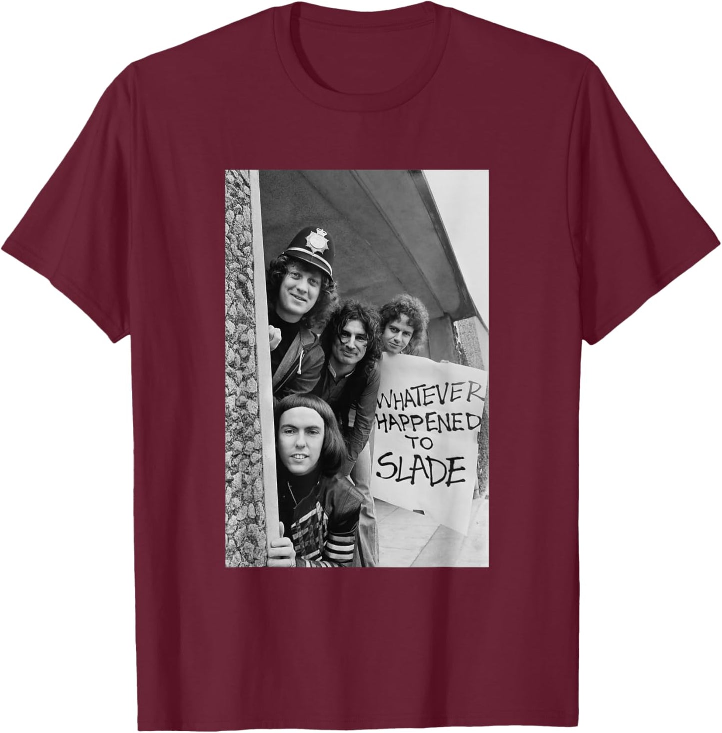 Slade Noddy Holder Band in Birmingham 1977 T-Shirt - T-Shirt | Maroon