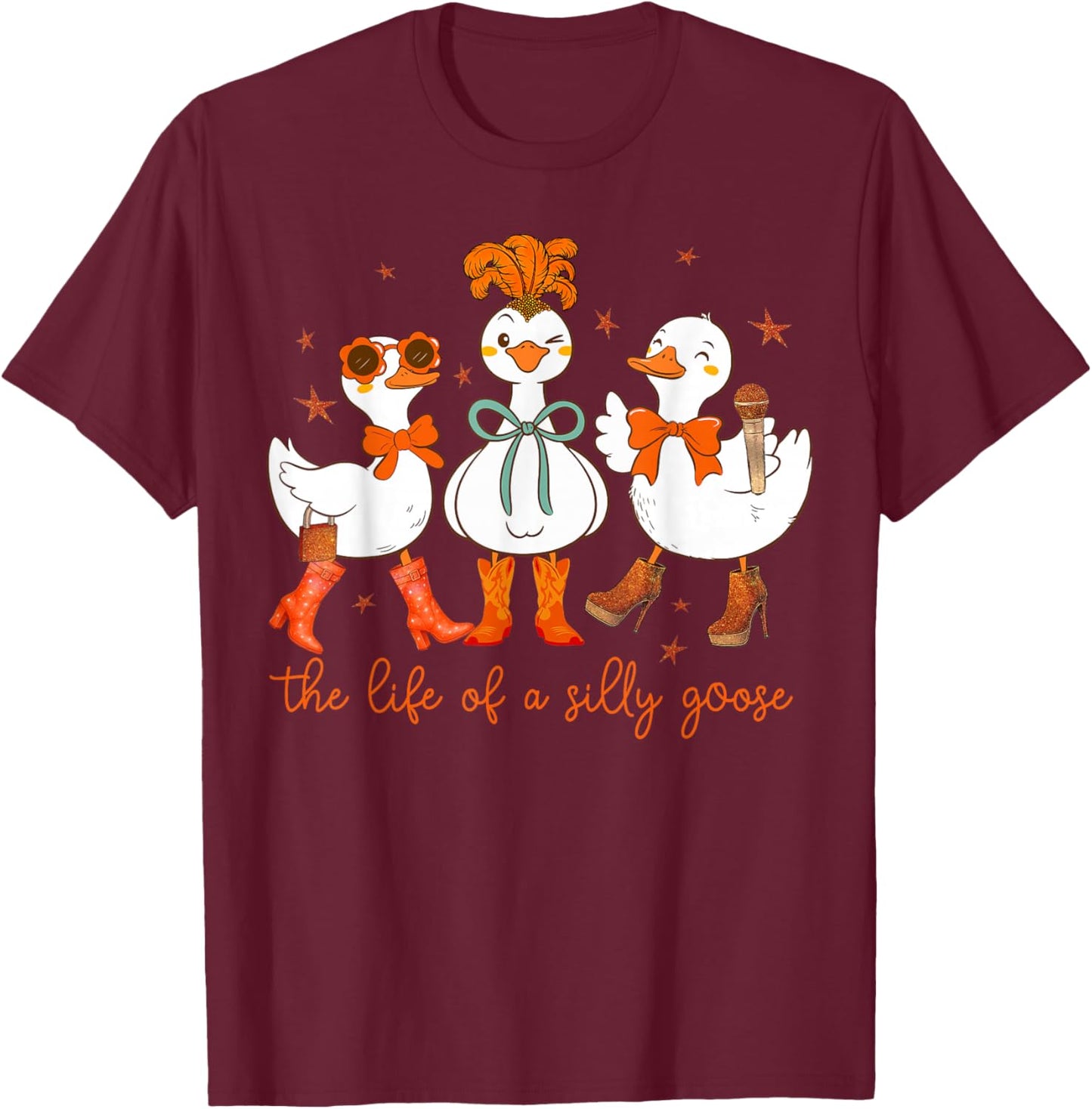 Funny The Life of a Silly Goose Retro Goose Meme Show Girl T-Shirt - T-Shirt | Maroon