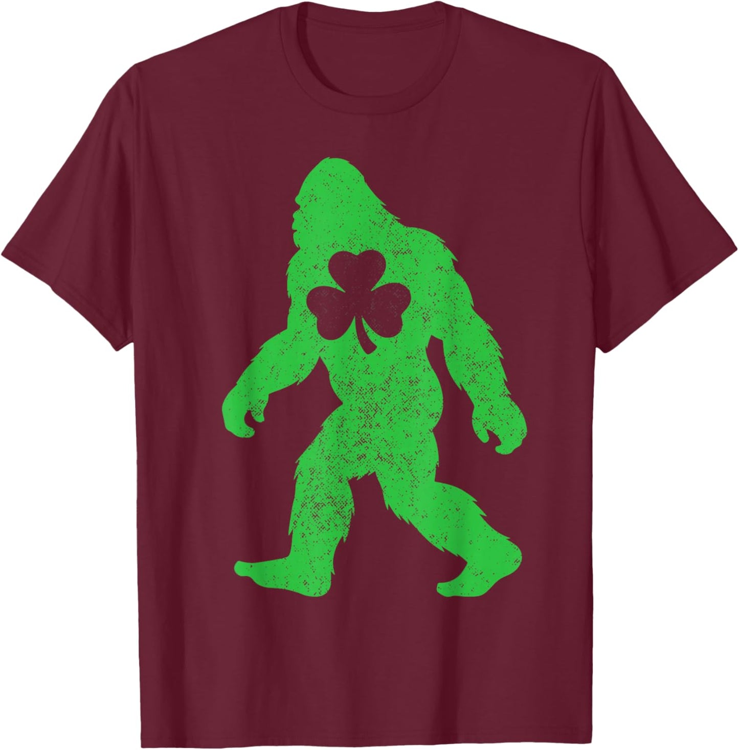 St Patricks Day Bigfoot Sasquatch Shamrock Men Women Kids T-Shirt - T-Shirt | Maroon