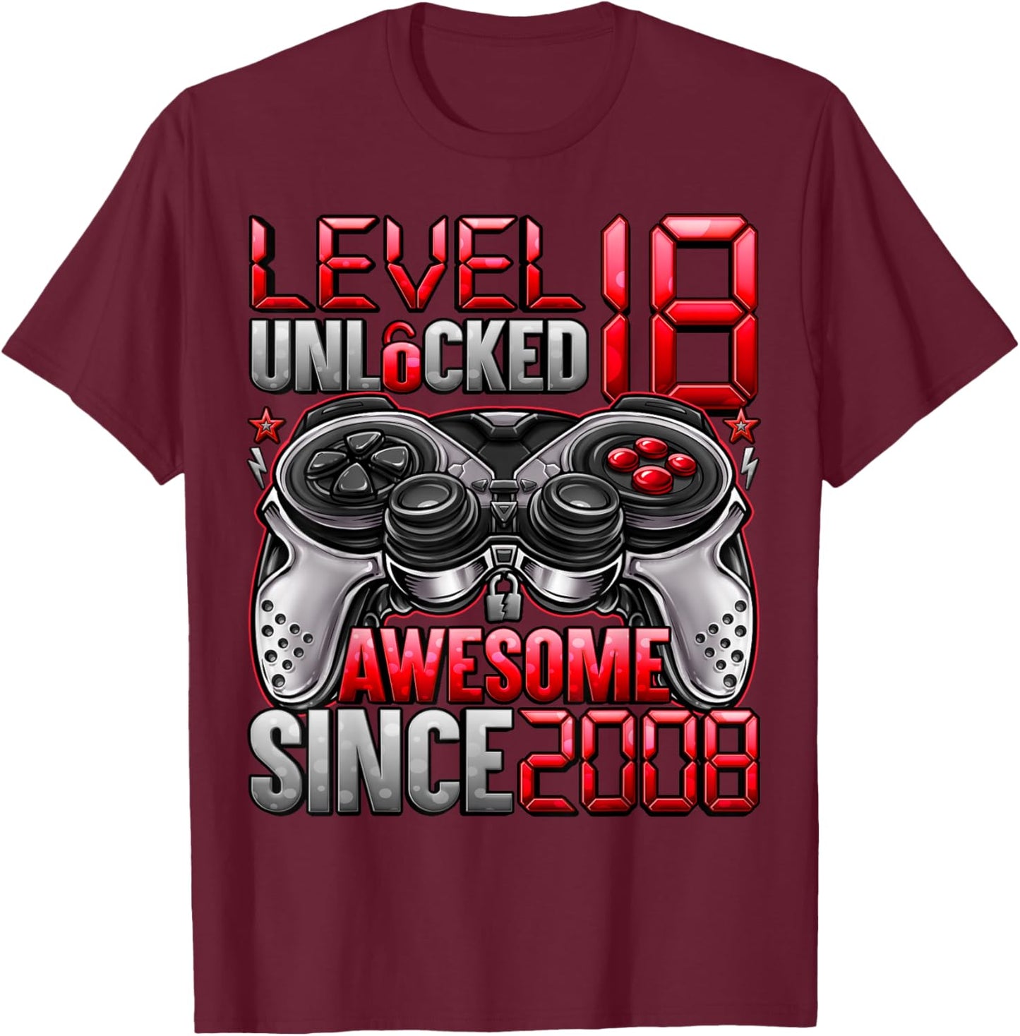 Level 18 Unlocked 18 Year Old Gifts Boys 18th Birthday Boy T-Shirt - T-Shirt | Maroon