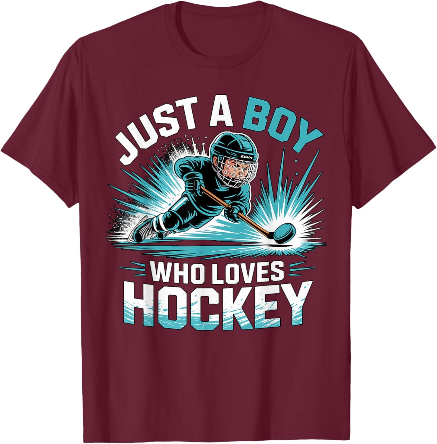 Just A Boy Who Loves Hockey T-Shirt - T-Shirt | Maroon