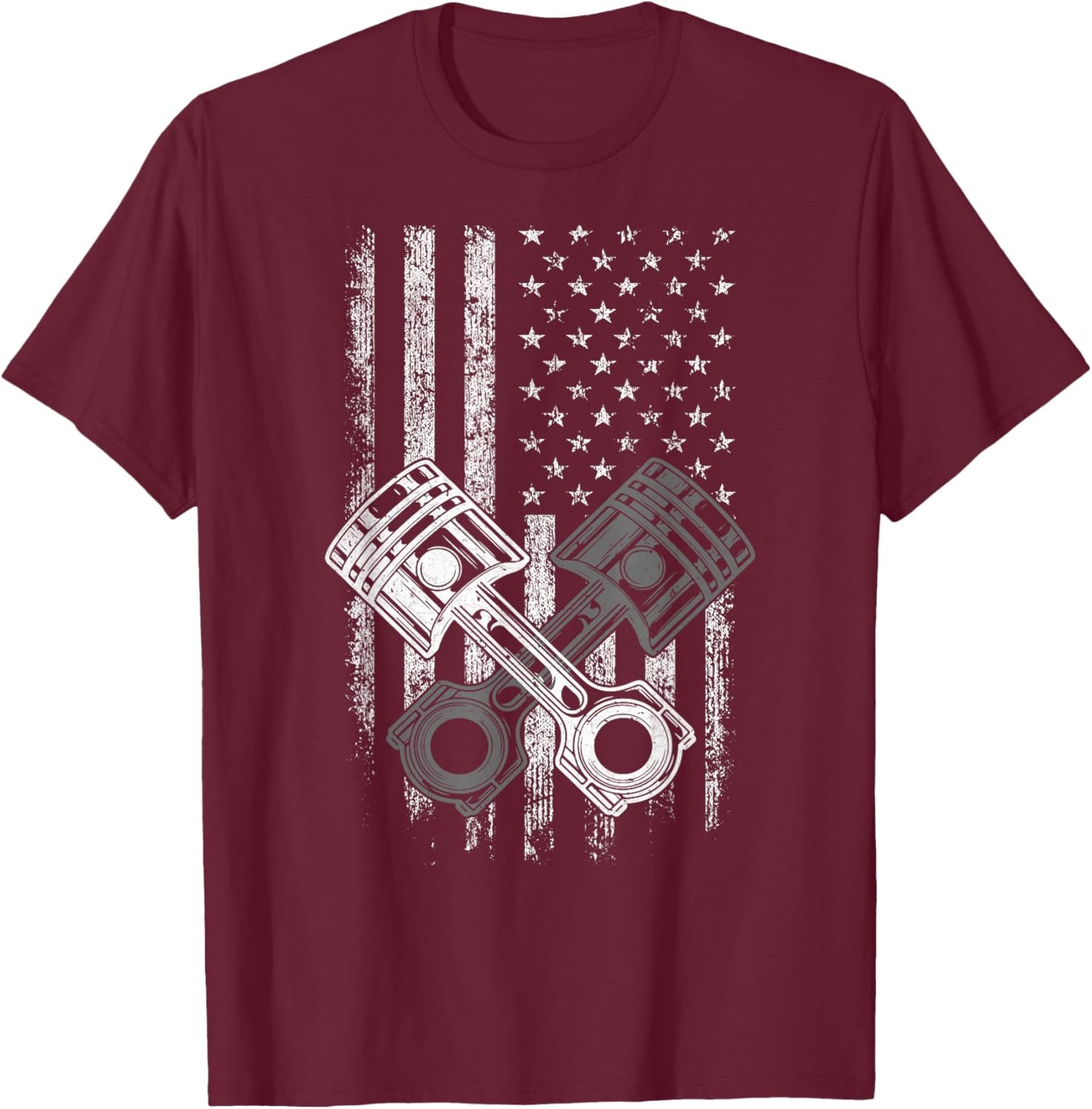 Mechanic Garage American Flag Auto Car Mechanic T-Shirt - T-Shirt | Maroon