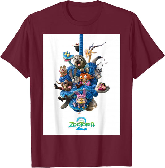 Disney Zootopia 2 Gary De'Snake Tangle Official Poster Art T-Shirt - T-Shirt | Maroon