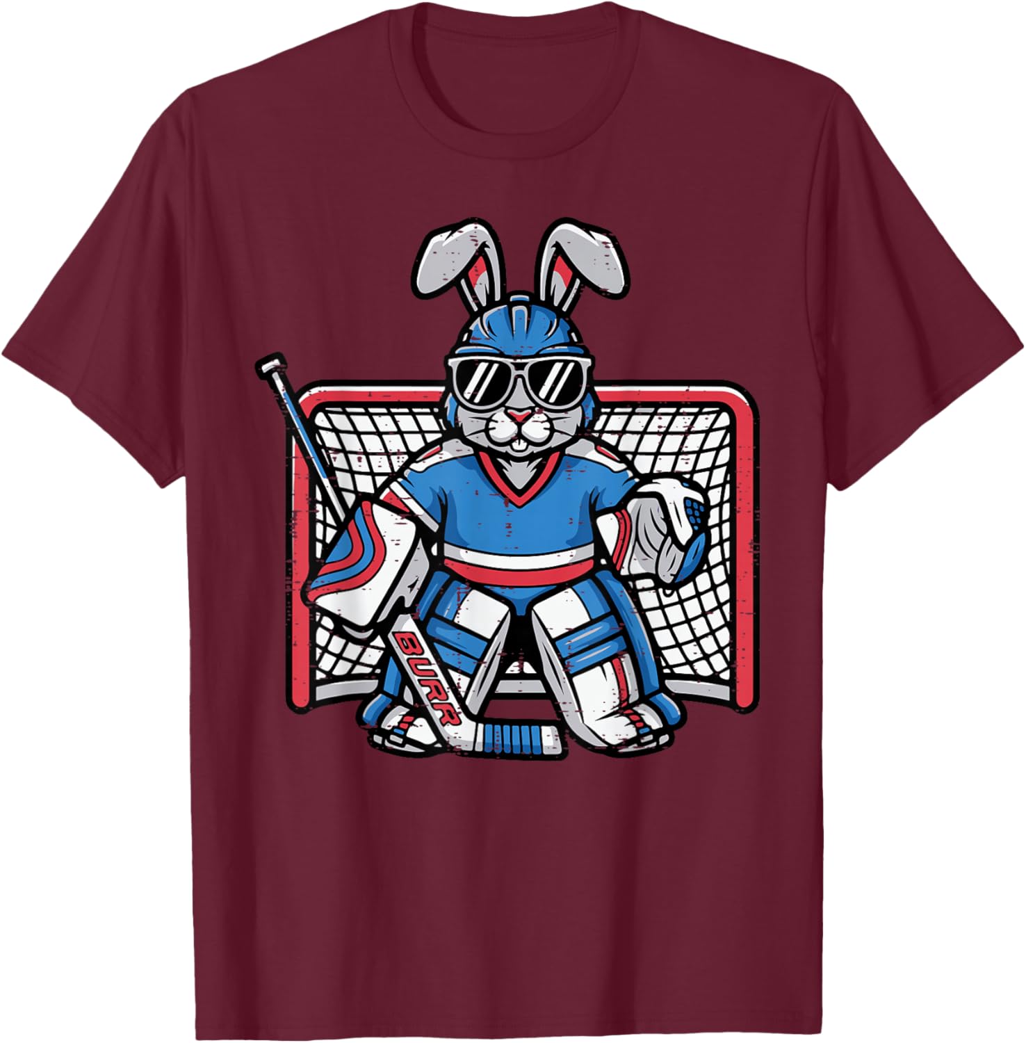 Easter Bunny Ice Hockey Goalie Rabbit Sports Men Boys Kids T-Shirt - T-Shirt | Maroon
