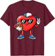 Heart Play Football Valentines Day for Teens Boys Girls Kids T-Shirt - T-Shirt | Maroon