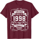 Vintage 1998 28yr 28th Birthday Gifts 28 Years Old T-Shirt - T-Shirt | Maroon