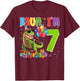 Bruh I'm 7 Years Old Party Outfit 7th Birthday Dinosaur T-Shirt - T-Shirt | Maroon