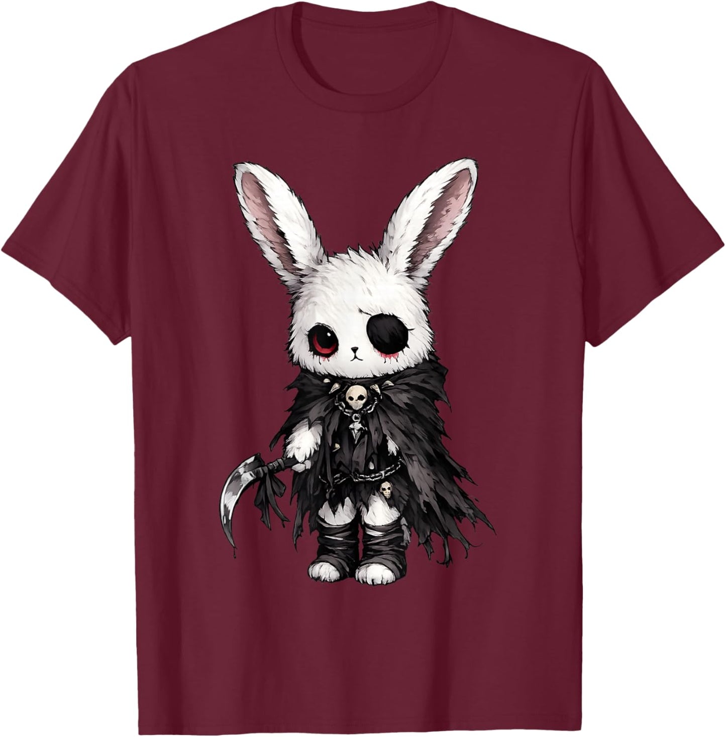 Creepy Cute Kawaii Bunny Horror Aesthetic Goth Rabbit T-Shirt - T-Shirt | Maroon