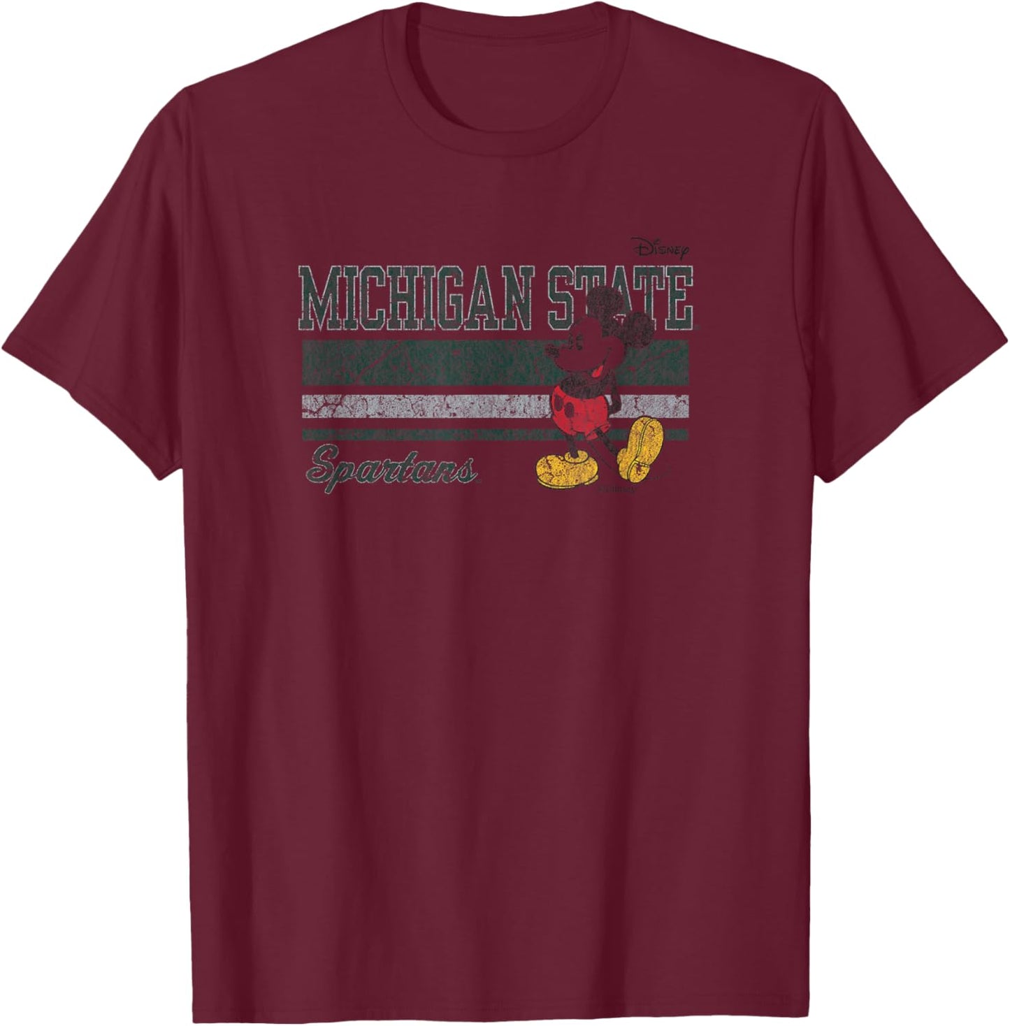 Michigan State Spartans Mickey Mouse Vintage White T-Shirt - T-Shirt | Maroon