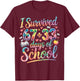 100th Day of School I Survived 67 Days of School Teacher T-Shirt - T-Shirt | Maroon