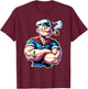 Vintage Pop Eye Cartoon Muscular Tattoo T-Shirt - T-Shirt | Maroon