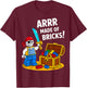 Halloween Bricks Pirate Skeleton Builder Blocks Building Toy T-Shirt - T-Shirt | Maroon