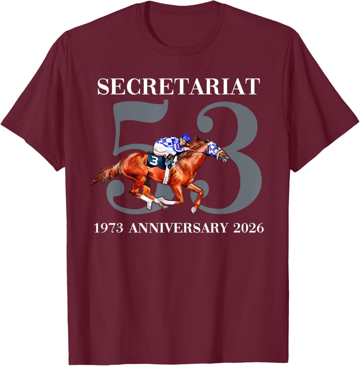 Secretariat 1973 Horse Racing T-Shirt - T-Shirt | Maroon