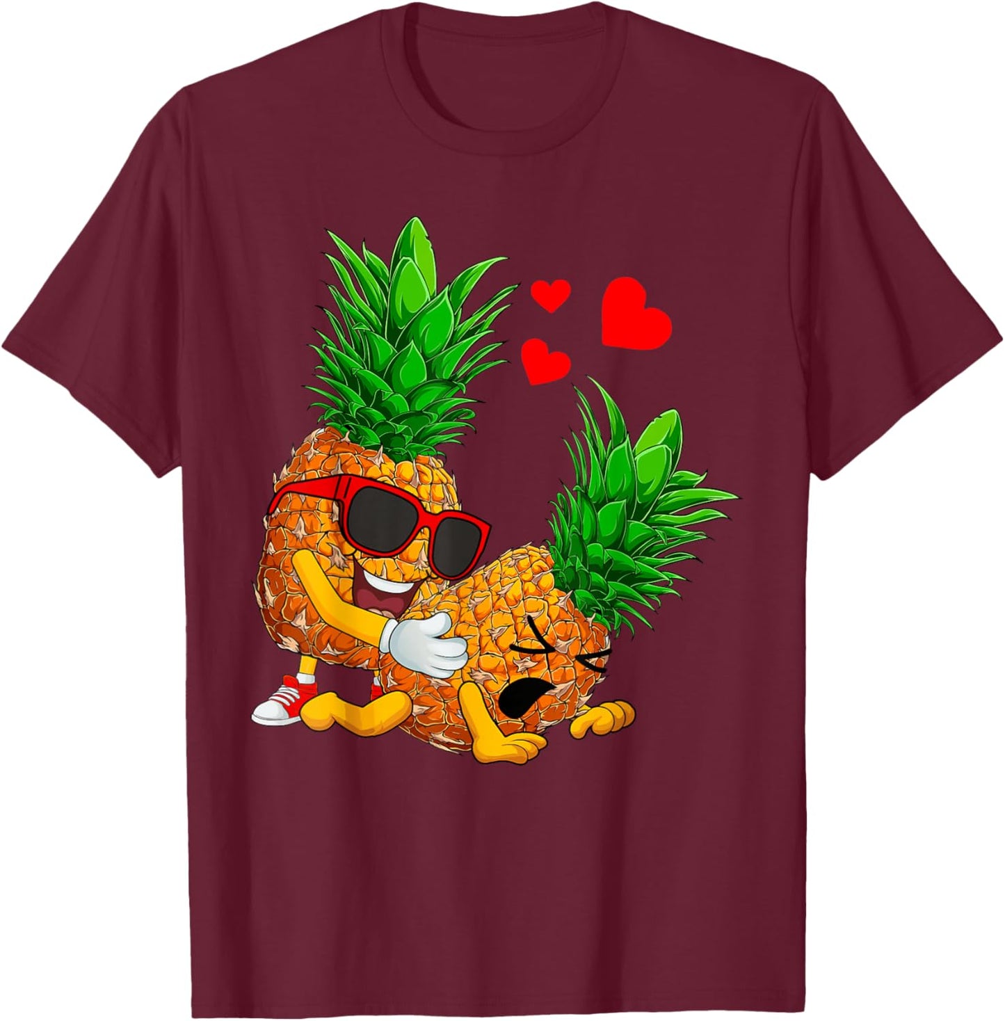 Swinging Pineapples Couple Swingers Valentines Men Women T-Shirt - T-Shirt | Maroon