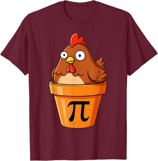 Funny Chicken Pot Pi Shirt Day Pie Math Lover Geek Gift 3.14 T-Shirt - T-Shirt | Maroon