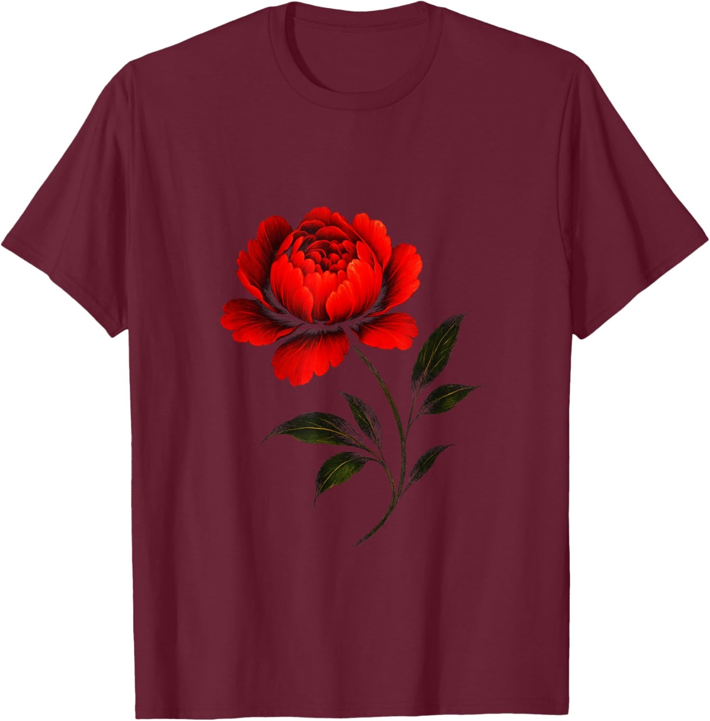 Elegant Rose - Gothic Art Design T-Shirt - T-Shirt | Maroon