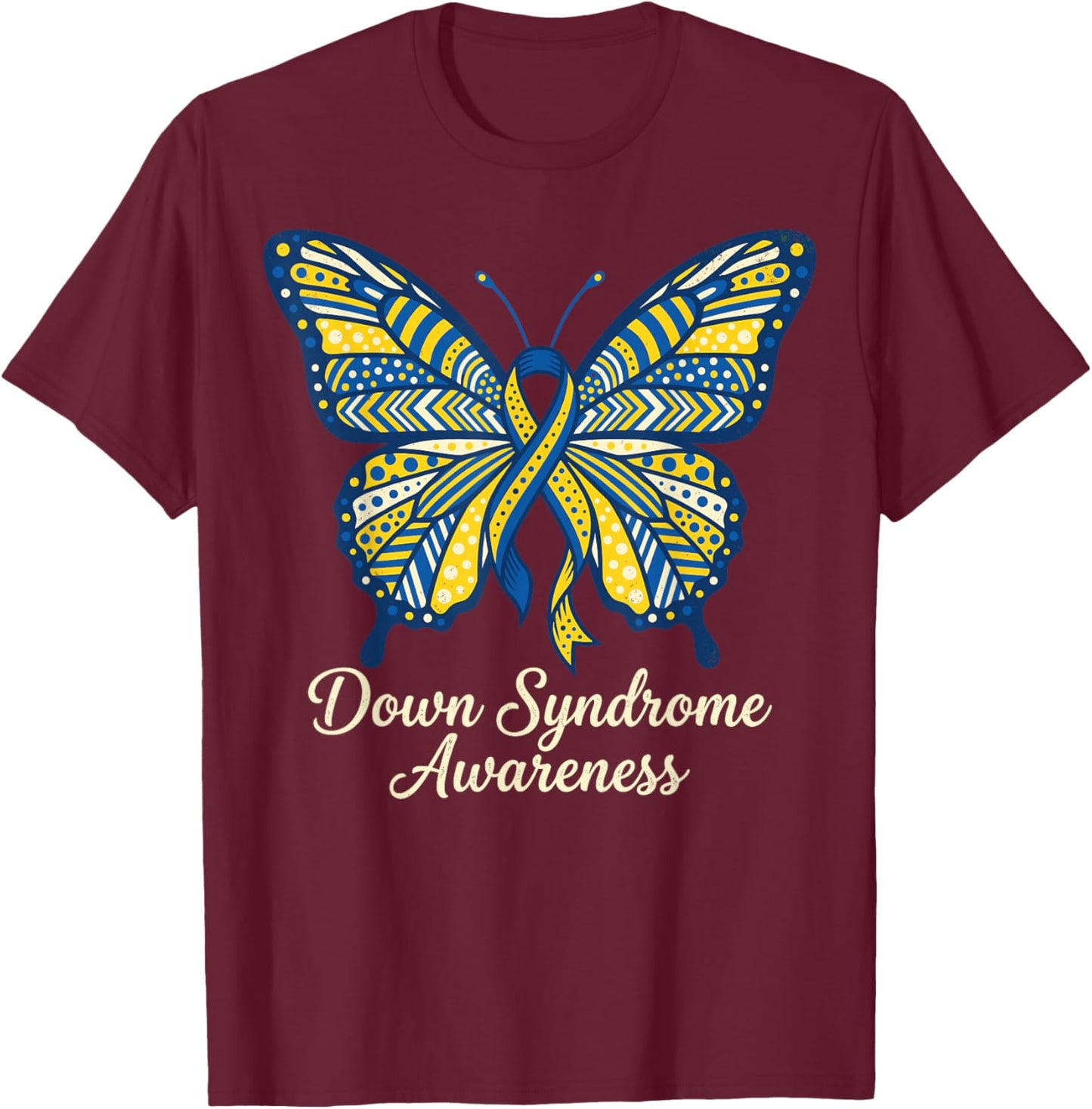 Down Syndrome Awareness Sunflower Ribbon Inclusion Support T-Shirt - T-Shirt | Maroon
