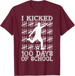 100 Days of School I Kicked Soccer 100th Day of School Boys T-Shirt - T-Shirt | Maroon