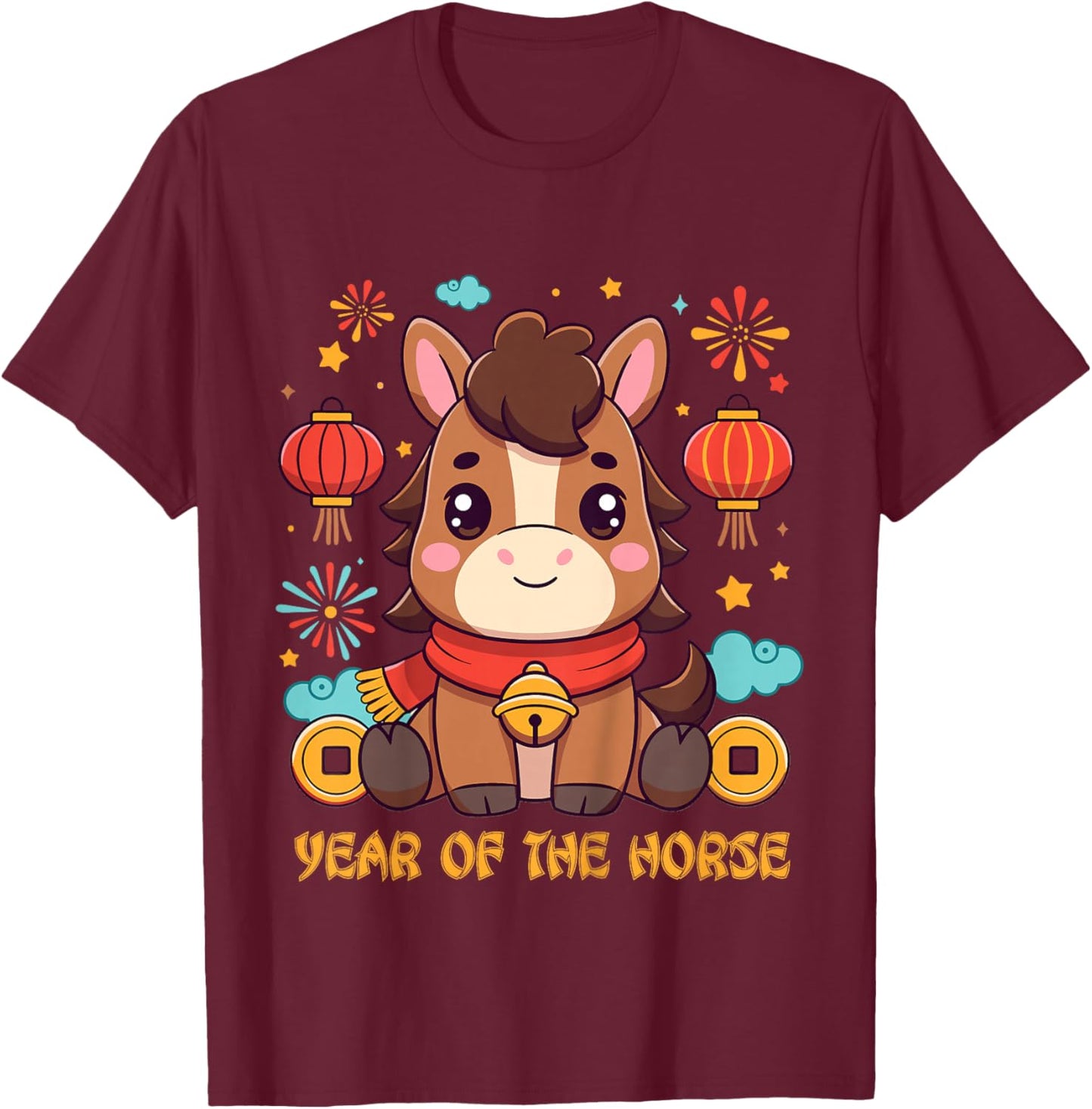 Chinese New Year 2026 Year of The Horse Toddler Kids T-Shirt - T-Shirt | Maroon