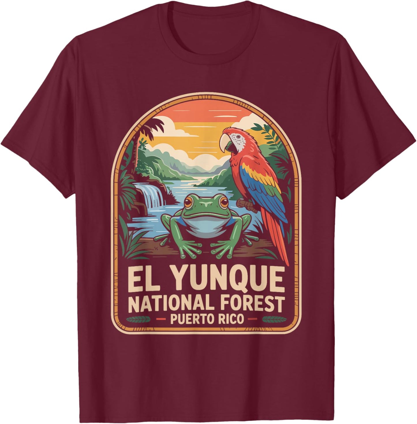 El Yunque National Forest Shirt Wildlife Puerto Rico T-Shirt - T-Shirt | Maroon