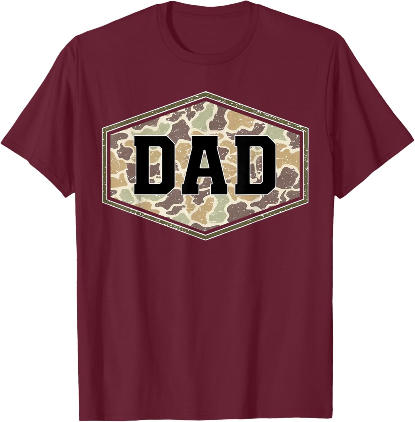 Retro Varsity Camo Dad Duck Hunting Camouflage Father’s Day T-Shirt - T-Shirt | Maroon