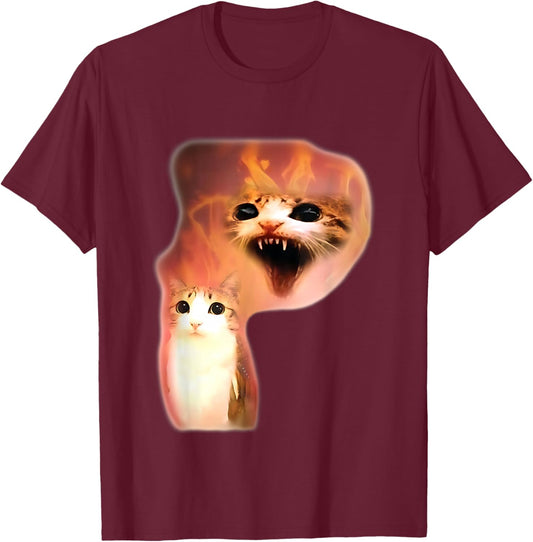 Funny meowl Meme, cat owl Meme brainrot gen Alpha Meme T-Shirt - T-Shirt | Maroon