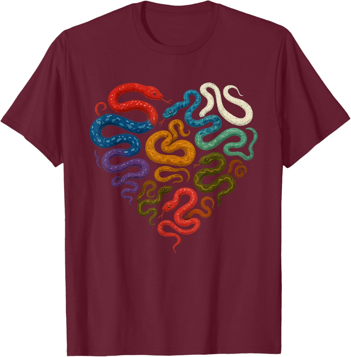 Wild Animal Reptile Valentines Day Predator Heart Snake T-Shirt - T-Shirt | Maroon