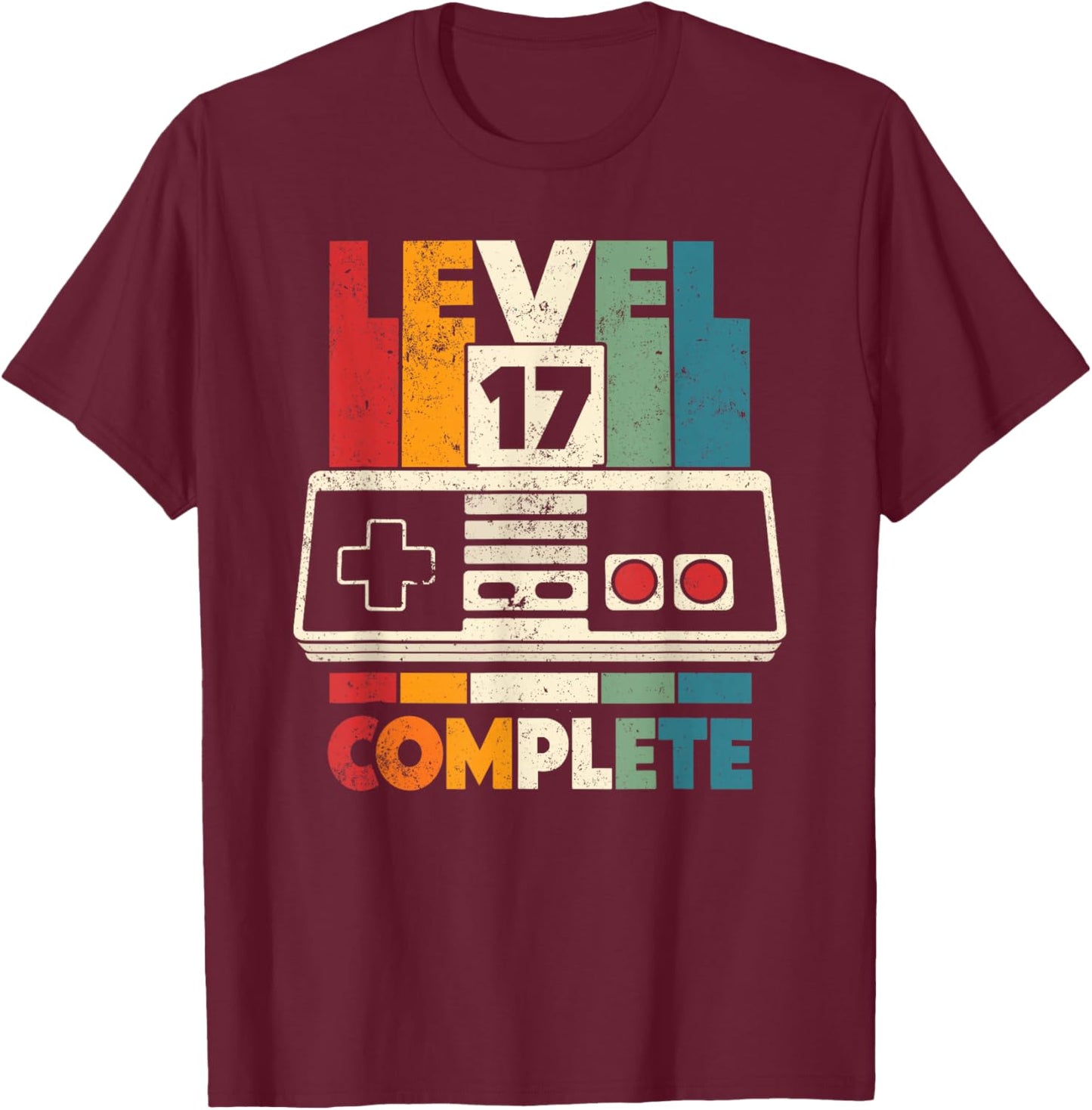17th Wedding Anniversary Him Her Vintage Level 17 Complete T-Shirt - T-Shirt | Maroon