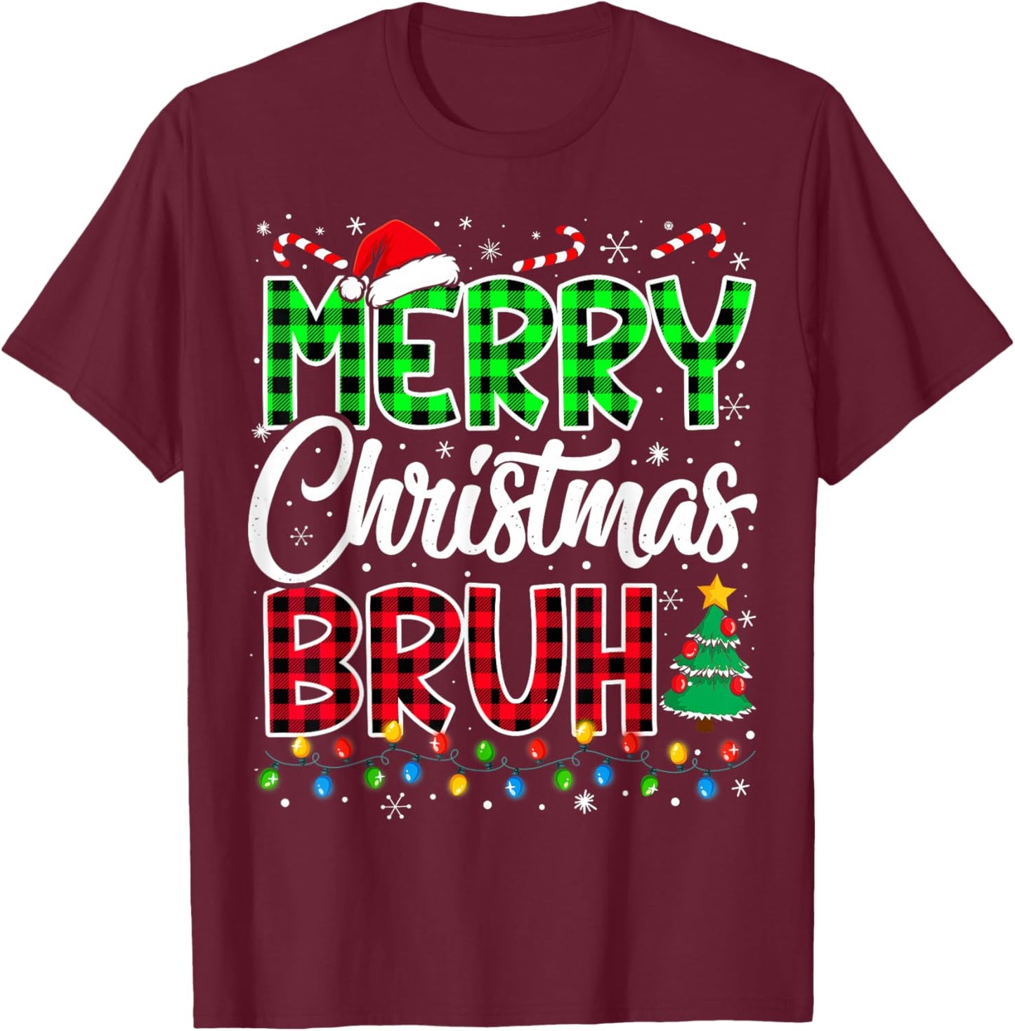 Bruh Christmas Kids Teens Boys Funny Christmas Humor Meme T-Shirt - T-Shirt | Maroon