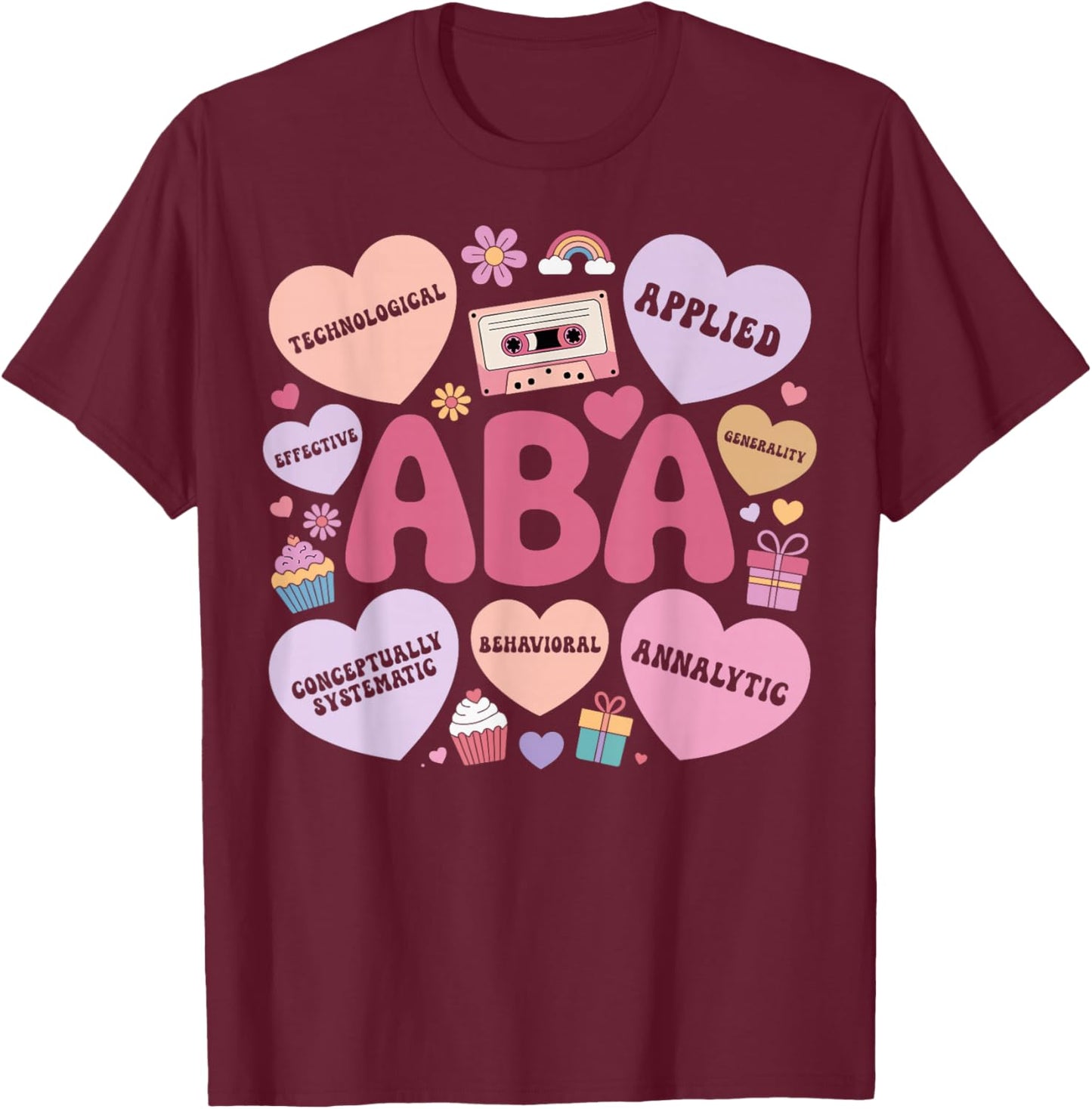 Behavioral Therapy ABA Therapist Valentine's Day Couple T-Shirt - T-Shirt | Maroon