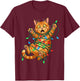 Funny Orange Cat Christmas Light Catmus T-Shirt - T-Shirt | Maroon
