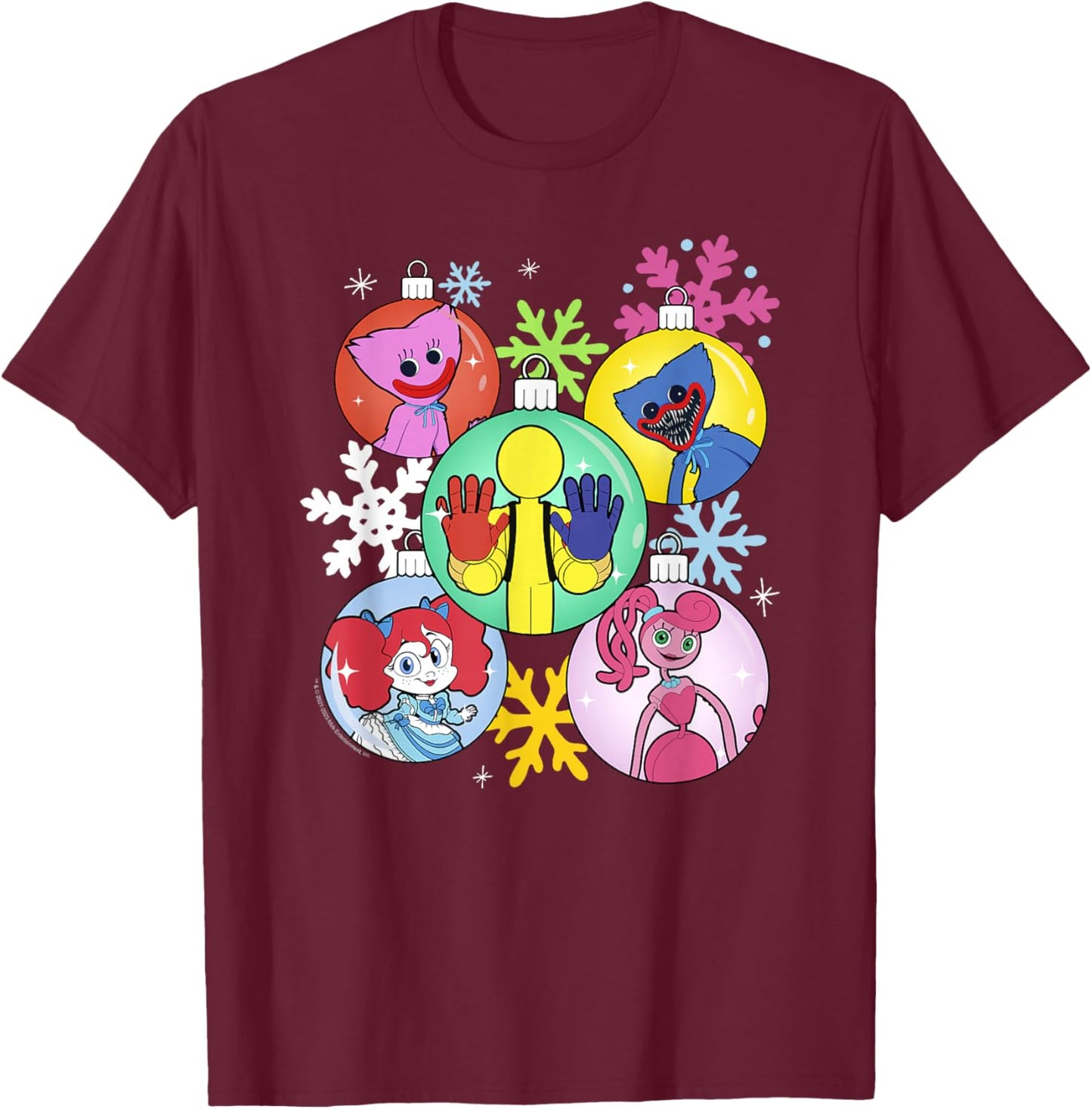 Poppy Playtime Christmas Friends Colorful Portraits T-Shirt - T-Shirt | Maroon