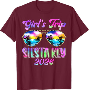 Girl’s Trip Siesta Key 2026 Summer Beach Weekend Vacation T-Shirt - T-Shirt | Maroon