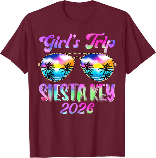Girl’s Trip Siesta Key 2026 Summer Beach Weekend Vacation T-Shirt - T-Shirt | Maroon