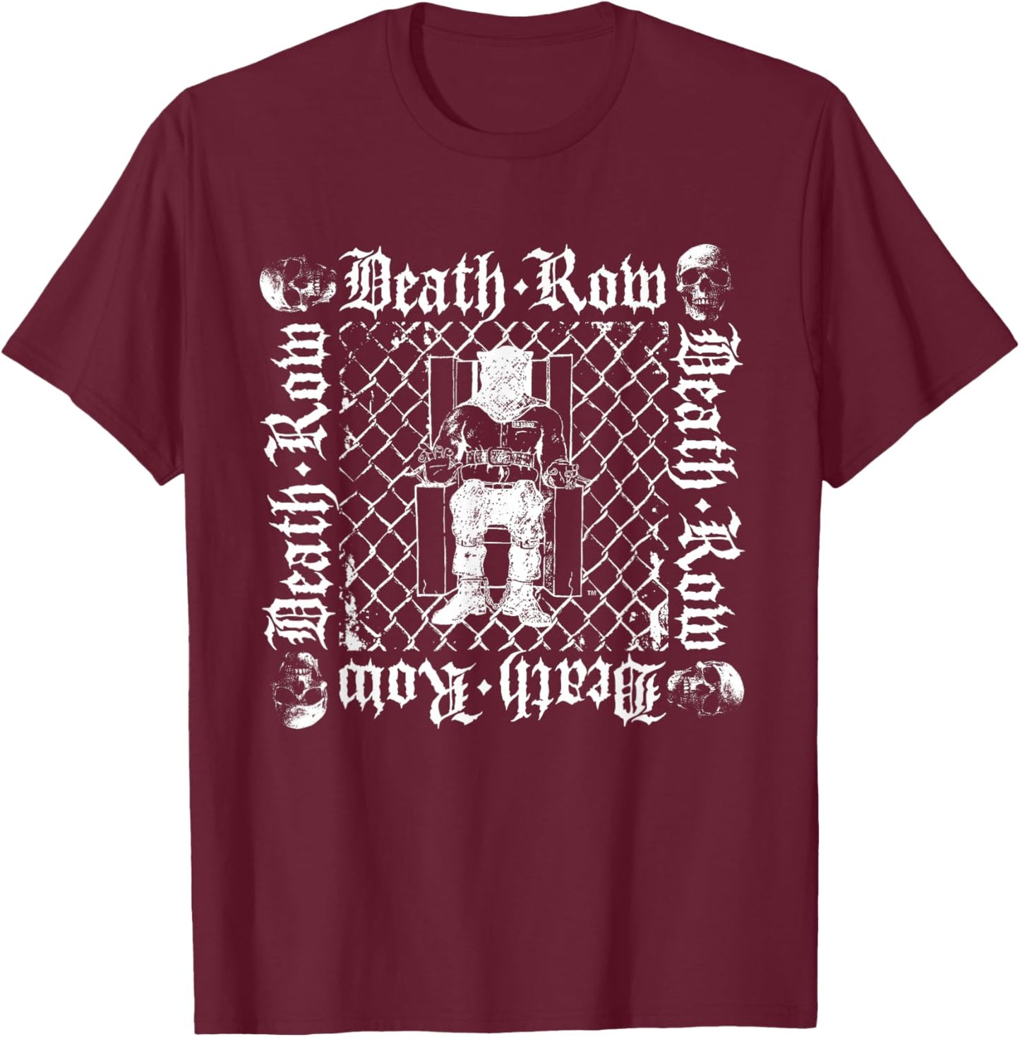 Official Death Row Records Chain Link Fence T-Shirt - T-Shirt | Maroon